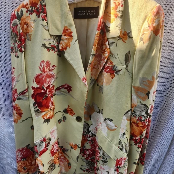 Vintage Linda Allard  Ellen Tracy‎ floral Blazer L - Picture 7 of 16